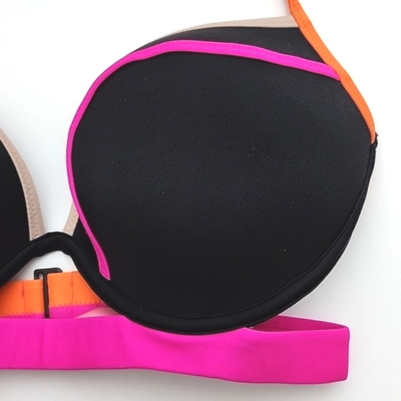 Victoria's Secret Hottie Halter String Bikini Top Push Up Neon  Orange Pink 36D - Picture 7 of 12
